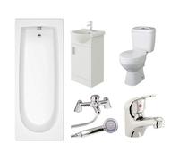 Veebath Rosina 1600mm Modern Curve Single Ended Bath Bathroom Suite