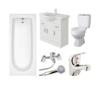 Veebath Rosina 1700mm Bath Vanity Unit, Toilet & Taps Bathroom Suite