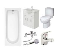 Veebath Rosina 1700mm Bath Vanity Unit, Toilet & Taps Bathroom Suite