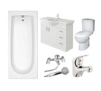 Veebath Rosina 1800mm Bath Vanity Unit, Toilet & Taps Bathroom Suite