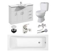 Veebath Sophia 1700mm Bath Vanity Unit, Toilet & Taps Bathroom Suite