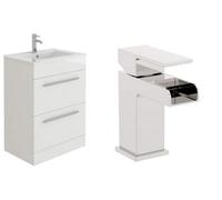 Veebath Sphinx 600mm Vanity Sink Unit & Waterfall Basin Mixer Tap