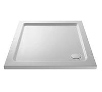 VeeBath Square Shower Tray 900x900mm Stone Resin Tray for Shower Enclosure Bathroom- White