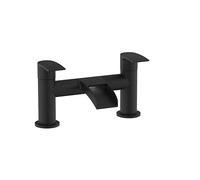 VeeBath Stream Round Waterfall Bath Filler Mixer - Matt Black Finish, Deck Mounted Bathroom Tap, Modern Bath Tap Mixer with G3/4" BSP Inlet, Contemporary Design