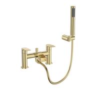 VeeBath Symphony Round Waterfall Bath Shower Mixer Tap With Kit - Brushed Brass