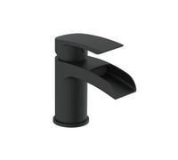 VeeBath Symphony Round Waterfall Mono Basin Mixer Tap With Waste - Matt Black