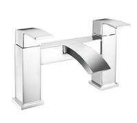 VeeBath Tidal Square Bath Filler Mixer Tap - Chrome Finish, Dual Lever, Modern Deck Mounted Bathroom Tap, Contemporary Design for Bathroom Sinks & Bathtubs