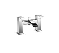 VeeBath Tidal Square Bath Shower Mixer Tap with Kit - Chrome Finish, Dual Lever, Modern Bath Tap with Square Showerhead, Deck Mounted, Contemporary Design for Bathroom Taps