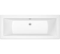 VeeBath Umbro Bathroom White Gloss Bath Double Ended Square Acrylic Bathtub with Adjustable Feet - 1700 x 750mm