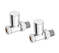 VeeBath VALS30 Pro Control Straight Chrome Towel Rail Radiator Valves Tap Pair-15mm