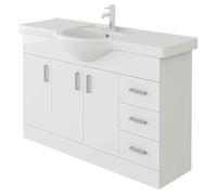 VeeBath VUW1200 Linx Bathroom Vanity Basin Sink Cabinet Unit Soft Close Door Hinges Storage Furniture-1200mm, White, 1200mm