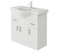 VeeBath VUW850 Linx Bathroom Vanity Basin Sink Cabinet Unit Soft Close Door Hinges Storage Furniture-850mm, White, 850mm