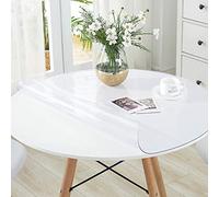 VeeCano 38 Inch Round Clear Plastic Dining Room Tablecloth Protector Vinyl PVC Furniture Table Protector Cover 1.5mm Thick Water Heat Resistant Office Desk Top Cover Coffee Dinner Bar Table Pad