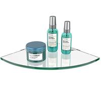 VeeCano Glass Corner Shelf for Bathroom Corner Shower Shelf Tempered Glass Shelf Shower Organizer Shampoo Holder No Drilling Shower Caddy Corner for Inside Shower 9.4" R