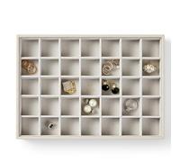 VEECO Upgraded Stackable Jewelry Tray Organizer, 35 Grids High-Capacity Jewelry Storage Display Tray for Drawer, Earring Necklace Bracelet Ring Organizer (Grey)