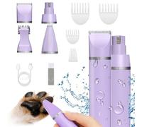 Veeconn Dog Grooming Clippers Kit-Electric Rechargeable Cat Trimmer Tools-Cordless Quiet Pet Nail Paw Grinder-4 in 1 Multifunctional Low Noise Shaver-Razor for feet Face Ears Toenail Eye