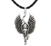 VEED Silver Ancient Egypt Bastet Statue Cat Pendant Necklace Sphinx Amulet Jewelry