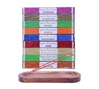 Veedint SoulWellness Incense Stick, Pack 9 Different Fragrance - 20 Stick Per Packet, Free Incense Wooden Burner/Holder, Premium Quality