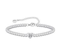 VEEDOFA 21th Birthday Gifts for Her, Hypoallergenic Adjustable Bead 925 Sterling Silver Bracelet for Women, 21th Birthday Presents for Women Mum Grandma Auntie Sister Friends