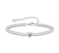 VEEDOFA 40th Birthday Gifts for Women, Hypoallergenic Adjustable Bead 925 Sterling Silver Bracelet for Women, 40th Birthday Presents for Mum Grandma Auntie Sister Friends