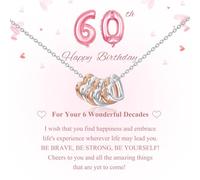 VEEDOFA 60th Birthday Gifts for Women, Adjustable Sterling Silver necklace with Heart Design, Thoughtful Birthday Presents for Mum Daughter Grandma Sister Friend