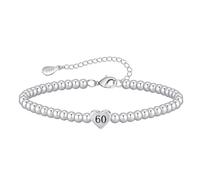 VEEDOFA 60th Birthday Gifts for Women, Hypoallergenic Adjustable Bead 925 Sterling Silver Bracelet for Women, 60th Birthday Presents for Mum Grandma Auntie Sister Friends
