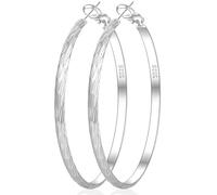 VEEDOFA Large Silver Hoop Earring for Women Hypoallergenic S925 Sterling Silver Hoop Earrings Big Thick Hoops Earrings for Women