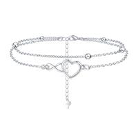 VEEDOFA Silver Bracelet for Women, Hypoallergenic Infinity Heart with 5A CUBIC ZIRKONIA, Adjustable Sterling Silver Bracelet, zircon gemstone