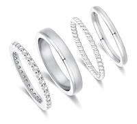 VEEDOFA Sterling Silver Rings Set for Women - Classic Twisted 925 Sterling Silver Stackable Rings, Hypoallergenic Lightweight Cubic Zirconia Stacking Ring, Daily Wear & Anniversary Birthday Gift