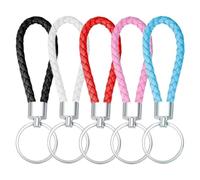 Veehaolu 5 Pcs Leather Keychain Strap Braided Keyring for Car Keys Men Women, Multi-Color