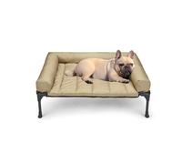 Veehoo Raised Dog Bed + Waterproof Removable Pillow-Top Mat, Dog Bed Sofa Couch, Elevated Dogs Beds with Breathable Mesh, No-Slip Feet, Dogs Sofa Beds for Indoor Outdoor, 81 x 64 x 18 cm, Beige