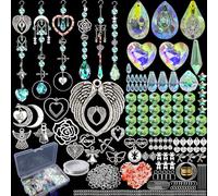 VEEKAY 500 Pieces Sun Catcher Crystal Craft Set, DIY Sun Catcher Window Decoration, Crystal Wind Chime, Suncatcher Wind Chime Crafts, Window Decoration Hanging for Home, Office, Garden, Outdoor