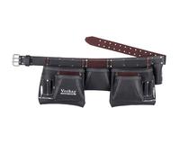 VEEKAY Oil Tanned Brown Leather Tool Belt 2 Inch Wide 12 pockets tool pouch/bag Fit for 32 inch to 46 inch Waist for Construction, Carpenter and Framers.