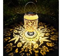 VEEKAY Outdoor Solar Lantern, Metal Garden Lights, IP65 Waterproof, Decorative Garden Lantern for Table, Outdoors, Terrace, Balcony (Flower Hummingbird)