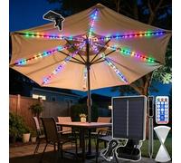 VEEKAY Solar Lights for Patio Umbrella, Solar Umbrella Lighting, 104 LED Lights for Outdoor Umbrellas, Remote Control, IP67 Waterproof Light Chain, 8 Brightness Modes, for Outdoors, Patio