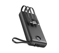 VEEKTOMX Power Bank 20000mAh, Portable Charger with Built-in Cables, USB C Battery Pack with 5 Outputs & 2 Inputs and LED Display, Charging Bank for iPhone/iPad/Samsung and More (20000mAh Black)