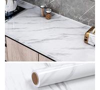VEELIKE 32''x118'' White Grey Marble Contact Paper for Countertops Waterproof Peel and Stick Countertops for Kitchen Marble Wallpaper Granite Counter Top Stick Paper Self Adhesive for Bathroom Desk