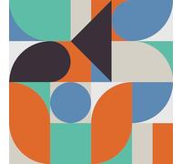 VEELIKE Abstract Geometric Wallpaper Self Adhesive Aqua Blue Orange Geometric Modern Wallpaper for Bedroom Bathroom Patterned Sticky Back Plastic Roll Art Deco Wall Mural Removable 44.5 cm × 300 cm