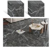 VEELIKE Ash Brown Marble Peel and Stick Floor Tiles Stick on Tiles Kitchen 24 Pieces Black Marble Vinyl Flooring Bathroom Flooring Kitchen Waterproof Garage Living Room Removable 30 cm × 30 cm