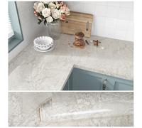 VEELIKE Beige Grey Marble Wallpaper Glossy Marble Vinyl Wrap for Kitchen Worktop Covering Waterproof Marble Effect Self Adhesive Vinyl Contact Paper for Kitchen Countertops Bathroom 40cm x 300cm