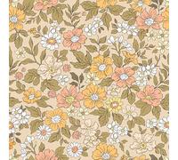 VEELIKE Beige Pink Meadow Floral Wallpaper Vintage Poppy Flower Wallpaper Peel and Stick Contact Paper for Furniture Beige Patterned Wallpaper for Girls Bedroom Nursery Bathroom Removable 44.5cm×300cm