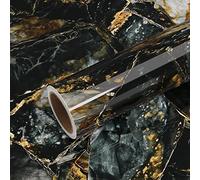VEELIKE Black Gold Marble Effect Wallpaper Glossy Marble Sticky Back Plastic Self Adhesive Contact Paper Vinyl Wrap for Kitchen Worktop Bathroom Counter Top Vinyl Covering Waterproof 40cm×300cm