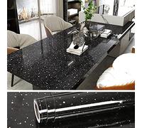VEELIKE Black Marble Granite Wallpaper 60cm×900cm Peel and Stick Contact Paper for Kitchen Countertops Washable Worktop Vinyl Covering Bathroom Sticky Back Plastic Furniture Lining Paper Livingroom