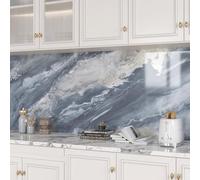 VEELIKE Blue Grey Marble Wallpaper Marble Effect Self Adhesive Vinyl 40cm × 300cm Vinyl Wrap for Kitchen Worktop Covering Counter Rop Vinyl Covering Bathroom Wallpaper Waterproof Removable