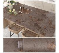 VEELIKE Brown Gold Concrete Wallpaper Vintage Shabby Chic Concrete Effect Wallpaper Textured Peel and Stick Contact Paper for Kitchen Countertops Waterproof Marble Contact Paper Removable 40cm×300cm