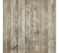 VEELIKE Brown Wood Wallpaper Vintage Slat Wood Vinyl Wrap for Furniture Stickers Self Adhesive Contact Paper Wood Effect Sticky Back Plastic Roll Bedroom Door Vinyl Cabinet Cover Kitchen 45cm×300cm