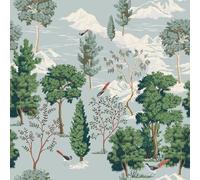 VEELIKE Exotic Forest Wallpaper Vintage Birds Tree Wallpaper Green Landscape Woodland Wall Paper for Bedroom Furniture Stickers Self Adhesive Patterned Contact Paper Bathroom Cabinets 44.5cm×300cm