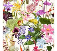 VEELIKE Exotic Garden Floral Wallpaper Peel and Stick Tropical Leaf Wallpaper for Bedroom Bathroom Accent Wall Cabinets 44.5cmx300cm Patterned Wallpaper Removable Botanical Wall Art Deco Wallpaper
