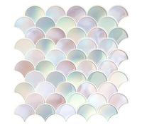 VEELIKE Fish Scale Backsplash Tile Peel and Stick Tiles Kitchen Wall Stickers Pink Mermaid for Bathroom Walls 3D Wall Tiles Stick on Laundry Room Renters Removable Waterproof 30.5cm x 30.5cm 12 Pieces