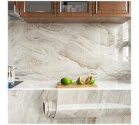 VEELIKE Glossy Beige Marble Effect Wallpaper 40cm×900cm Marble Vinyl Wrap for Kitchen Worktop Covering Backaplash Bathroom Counter Top Vinyl Covering Waterproof Wallpaper Bedroom Livingroom Removable